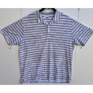 Puma Golf Mens XL Polo Grey Black Striped Botanical Leaf Print Short Sleeve